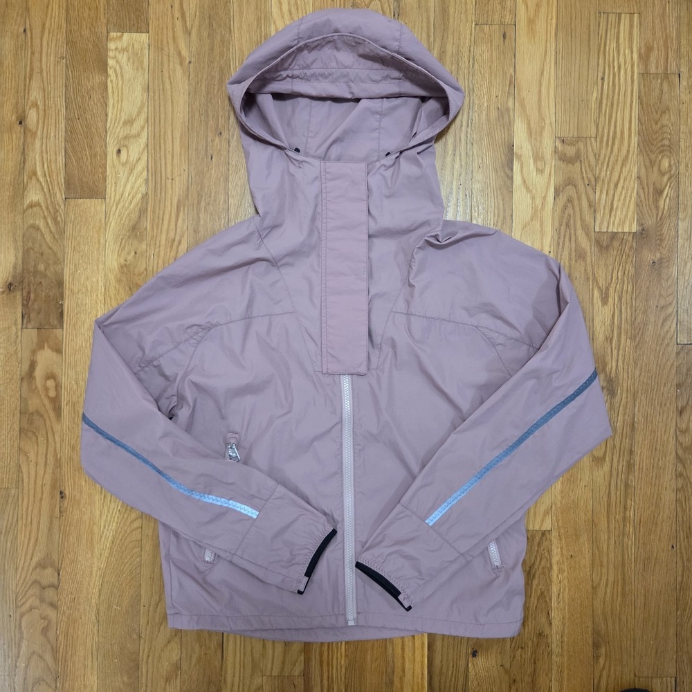 Varley‎ Terrance Hooded Windbreaker Jacket  In Pink Long Sleeve XS